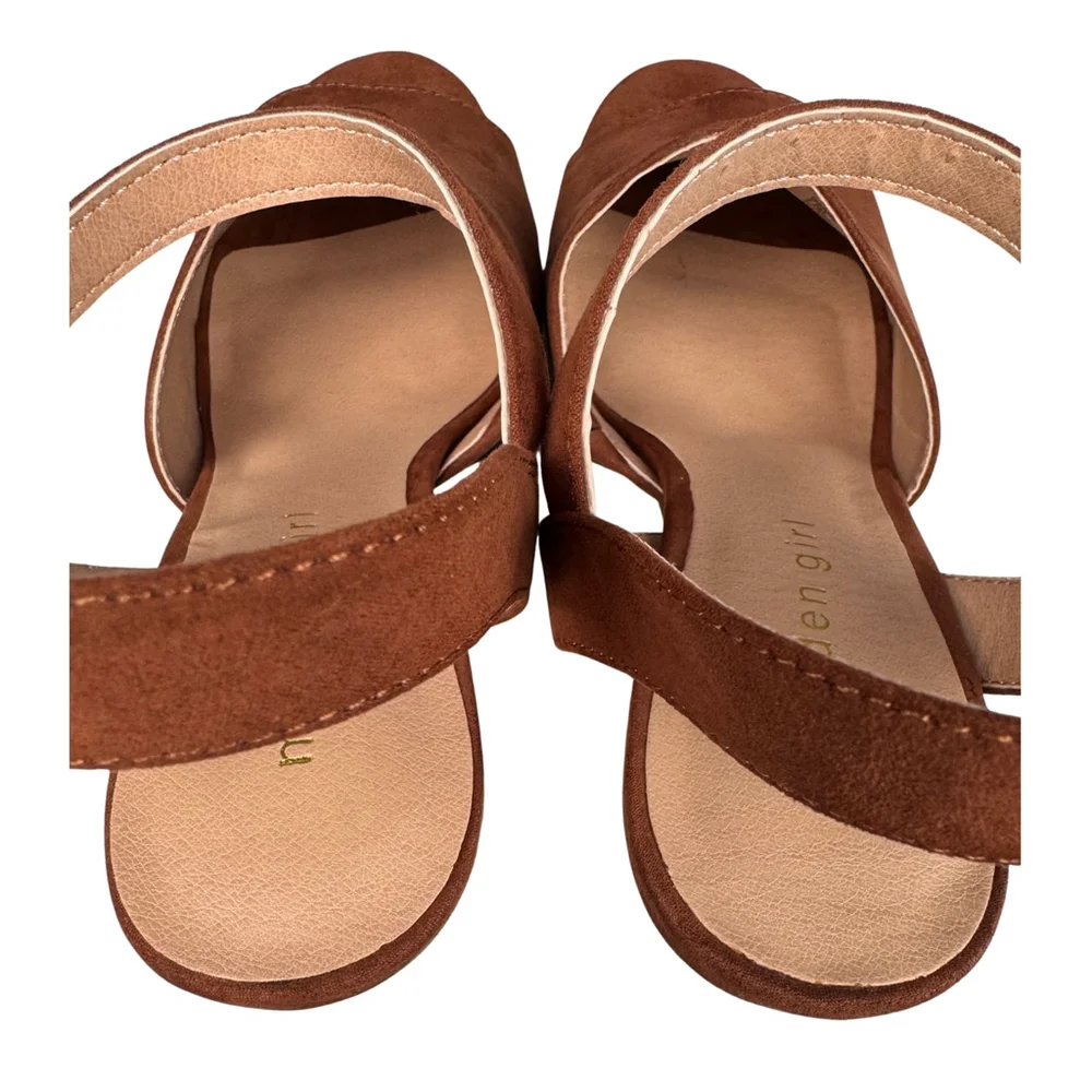 Madden Girl Womens Sandals Block Heels Sz 7.5M Garden-S Chestnut Strappy Western
